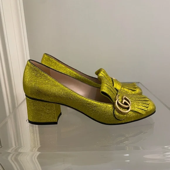 Gucci Loafer Gold Leather with Fringe size 8.5/ 38 1/2 - Picture 11 of 16